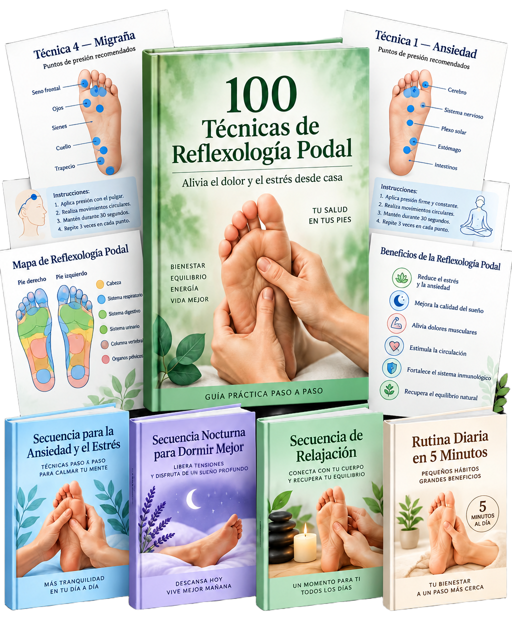 Paquete de 100 técnicas de reflexología podal y bonos